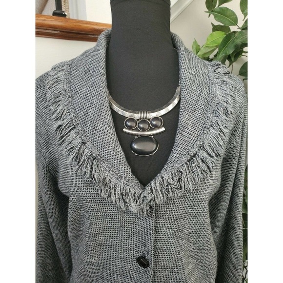 Karen Lessly Women's Gray 100% Acrlic Long Sleeve Collared Casual Jacket - Picture 2 of 10